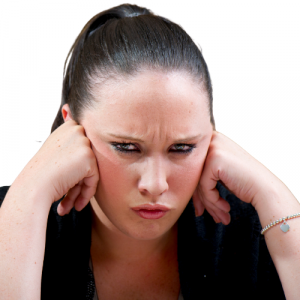 A picture of a woman sulking