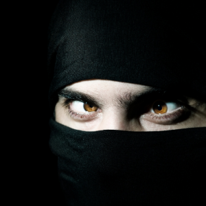 A picture of a cock eyed ninja