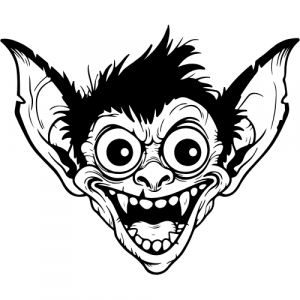 A graphic of a gremlin
