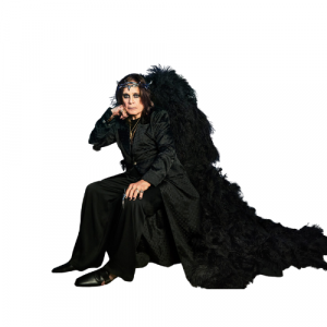 A picture of Ozzy Osbourne all in black