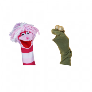 A pair of mismatched sock puppets