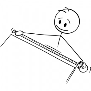 A graphic of a stickman measuring something