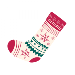 A Christmas themed sock